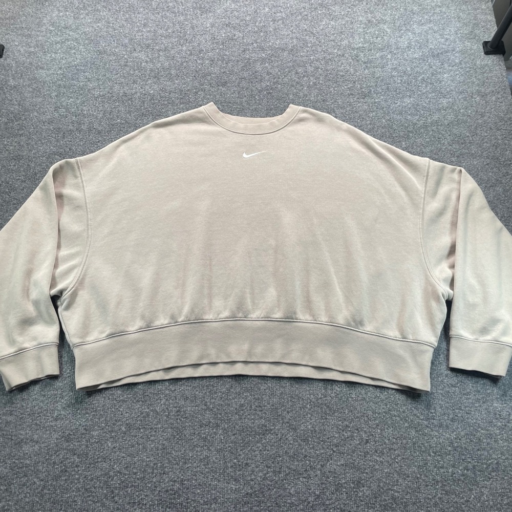 Nike Sweatshirt Womens XXL Tan Phoenix Fleece Oversized Cropped DJ7665-236